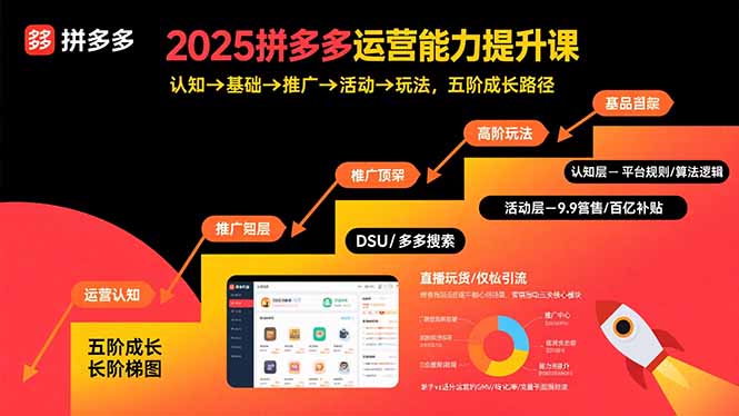 2025拼多多运营能力提升课：认知→基础→推广→活动→玩法，五阶成长路径-鑫梵淘