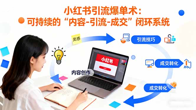 小红书引流爆单术：构建一套低成本 可持续的“内容-引流-成交”闭环系统-鑫梵淘