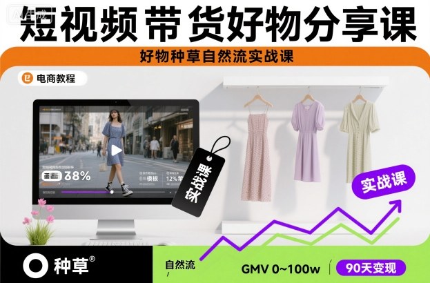 短视频带货好物分享课，好物种草自然流实战课-鑫梵淘
