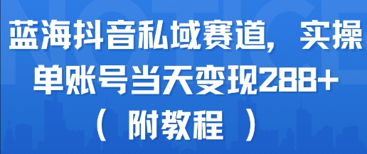 蓝海抖音私域赛道，实操单账号当天变现288+(附教程)-鑫梵淘