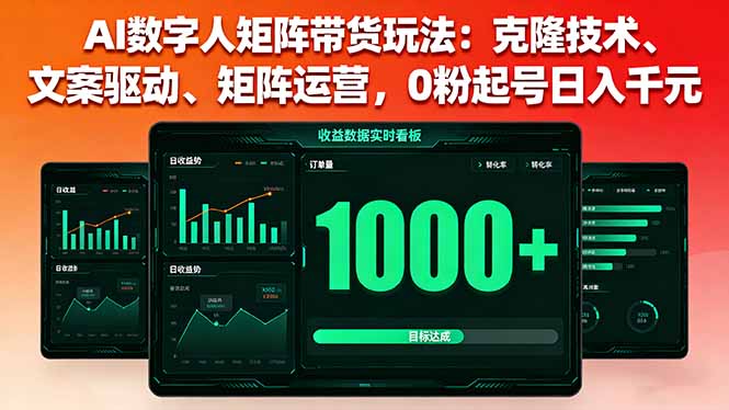 AI数字人矩阵带货玩法：克隆技术、文案驱动、矩阵运营，0粉起号日入千元-鑫梵淘