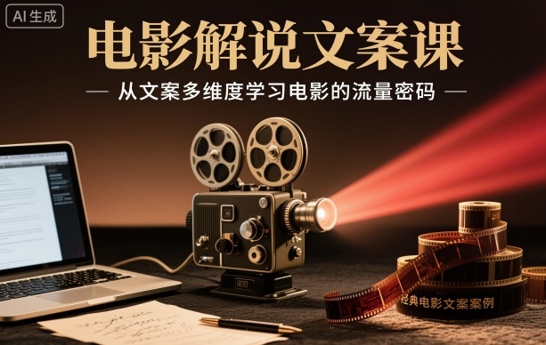 电影解说文案课，从文案多维度学习电影的流量密码-鑫梵淘