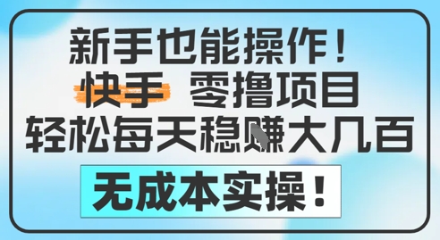 新手也能操作，快手零撸挣米，轻松每天挣2-5张，完全无成本-鑫梵淘
