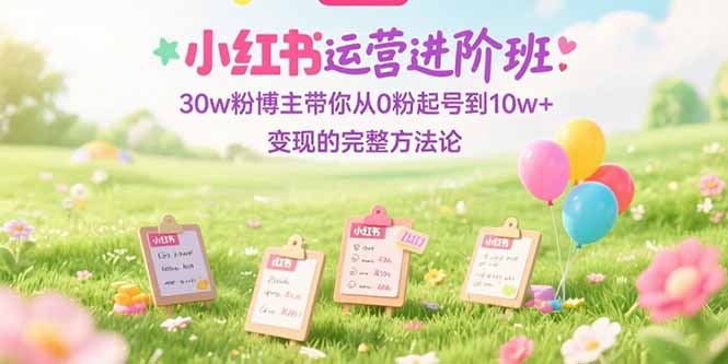 小红书运营进阶班：30w粉博主带你从0粉起号到10w+变现的完整方法论-鑫梵淘