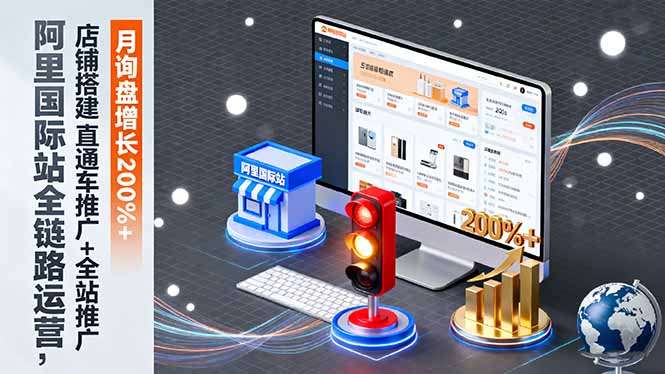 阿里国际站全链路运营，店铺搭建+直通车推广+全站推广，月询盘增长200%+-鑫梵淘