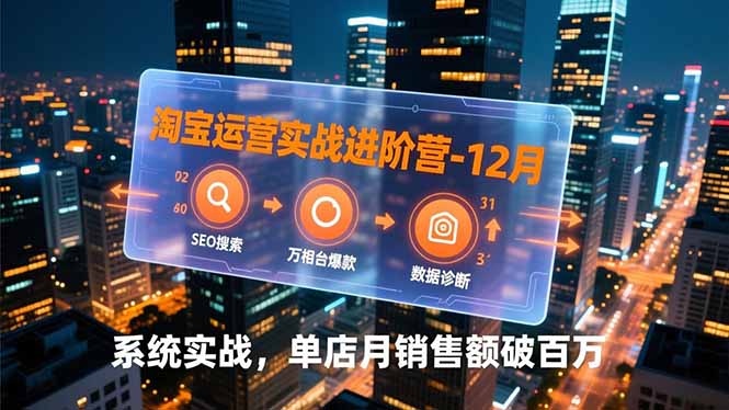 淘宝运营实战进阶营-12月：SEO搜索、万相台爆款、数据诊断，系统实战，单店月销售额破百万-鑫梵淘