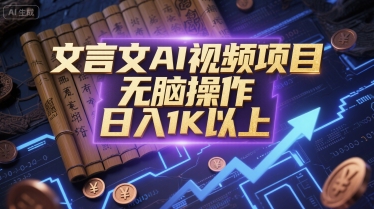 文言文AI视频项目，无脑操作，日入1K以上-鑫梵淘