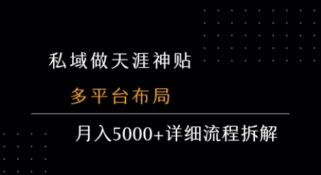 私域做天涯神贴 多平台布局 月入5k+详细流程拆解-鑫梵淘