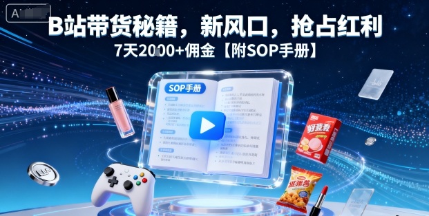 B站带货秘籍，新风口，抢占红利，7天2k+佣金【附SOP手册】-鑫梵淘