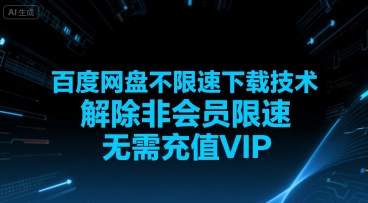 百度网盘不限速下载技术，解除非会员限速，无需充值VIP-鑫梵淘