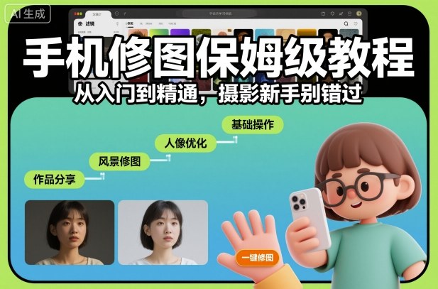 手机修图保姆级教程，从入门到精通，摄影新手别错过-鑫梵淘
