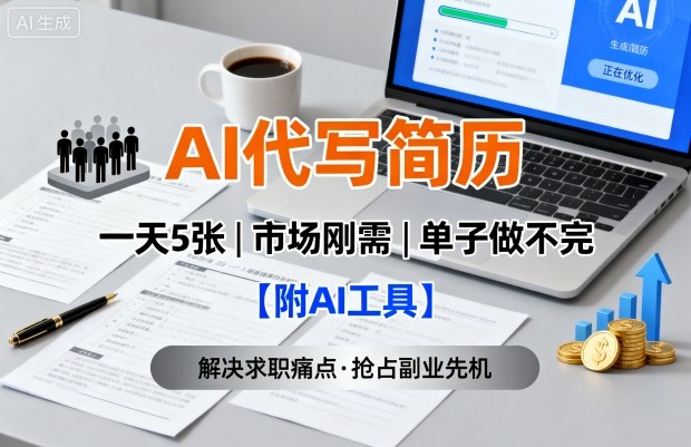 AI代写简历，一天5张，今年找工作难，市场刚需，单子做不完【附AI工具】-鑫梵淘