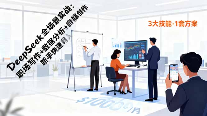DeepSeek全场景实战：职场写作+数据分析+自媒体创作，新手快速月入过万-鑫梵淘