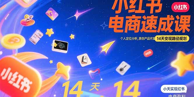 小红书虚拟电商速成课：个人定位分析，原创产品开发，14天变现路径规划-鑫梵淘