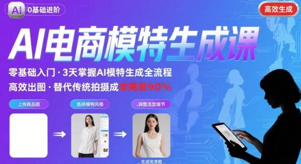 AI模特进阶课程，0基础高效生成逼真电商模特图-鑫梵淘