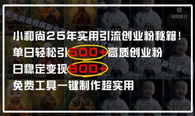 小和尚2025年实用引流秘籍！单日轻松引500+高质量创业粉，日变现800+，...-鑫梵淘