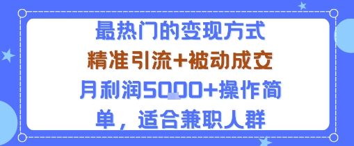 小众赛道玩法：当下最热门的变现方式，精准引流+被动成交月利润5k+操作简单，适合兼职人群-鑫梵淘