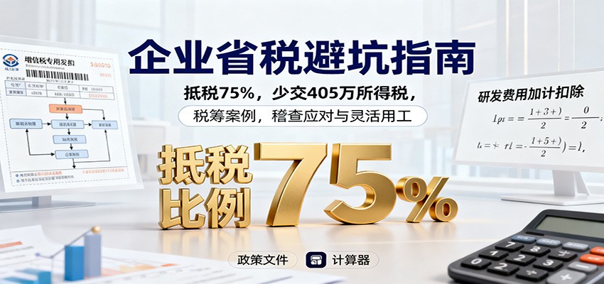 企业省税避坑指南：抵税75%，少交405万所得税，税筹案例，稽查应对与灵活用工-鑫梵淘