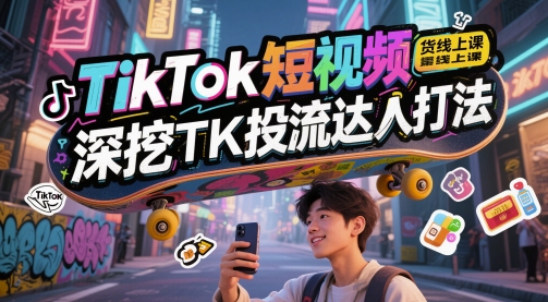 TikTok短视频带货线上课，深挖TK投流达人打法-鑫梵淘