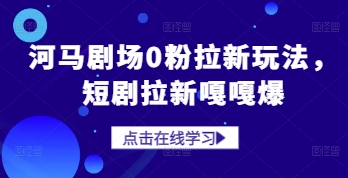 河马剧场0粉拉新玩法，短剧拉新嘎嘎爆-鑫梵淘