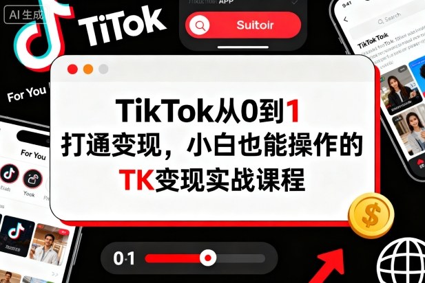 TikTok从0到1打通变现，小白也能操作的TK变现实战课程-鑫梵淘