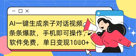 AI一键生成亲子对话视频，条条爆款，一部手机即可操作，单日变现数张-鑫梵淘