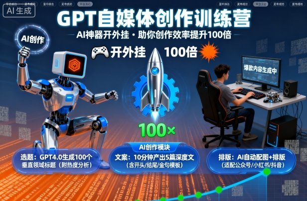 GPT自媒体创作训练营：AI神器开外挂，助你创作效率提升100倍-鑫梵淘