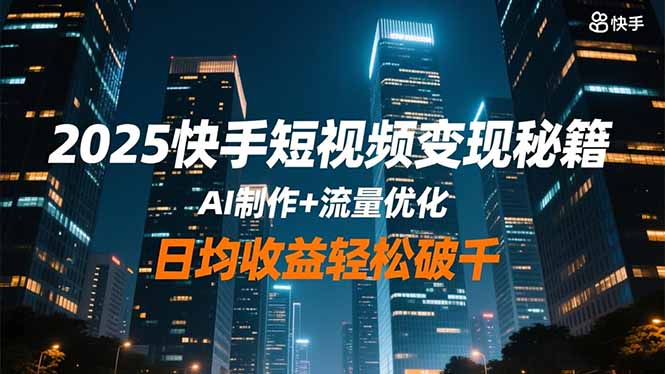 2025快手短视频变现秘籍，AI制作+流量优化，日均收益轻松破千-鑫梵淘