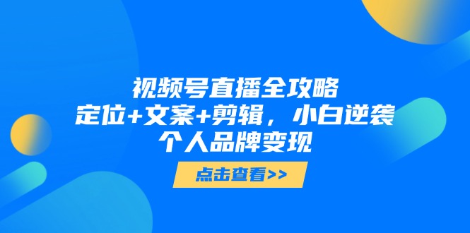 视频号直播全攻略，定位+文案+剪辑，小白逆袭个人品牌变现-鑫梵淘