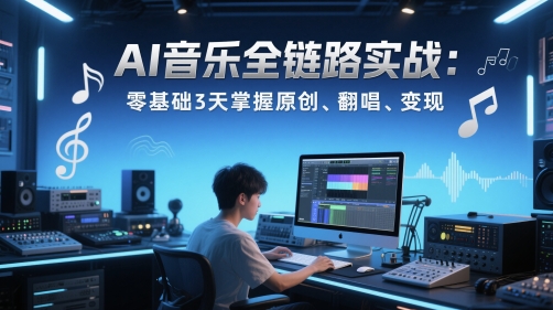 AI音乐全链路实战变现课：零基础3天掌握原创、翻唱、变现-鑫梵淘