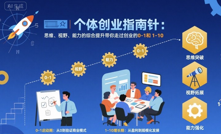 个体创业指南针，思维、视野、能力的综合提升带你走过创业的0-1和1-10【音频】-鑫梵淘