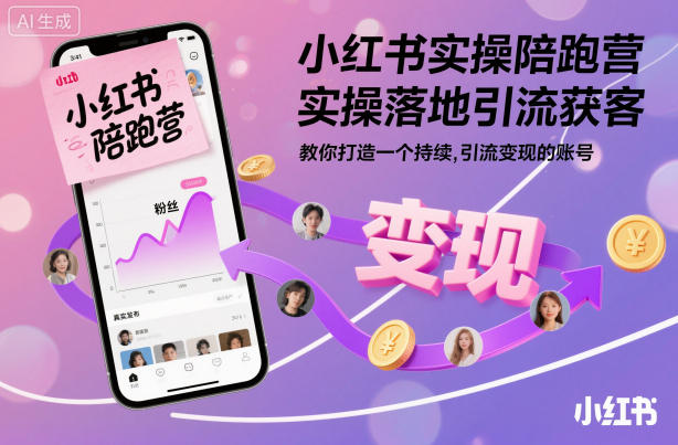 小红书实操陪跑营，实操落地引流获客，教你打造一个持续引流变现的账号-鑫梵淘