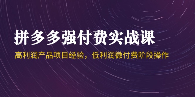 拼多多强付费实战课-44期，高利润产品项目经验，低利润微付费阶段操作-鑫梵淘