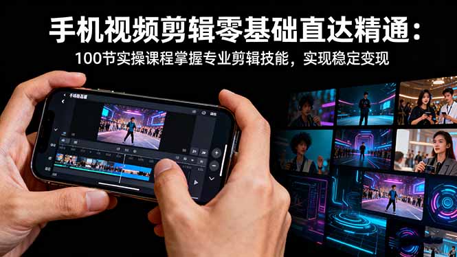 手机视频剪辑零基础直达精通：100节实操课程掌握专业剪辑技能，实现稳...-鑫梵淘