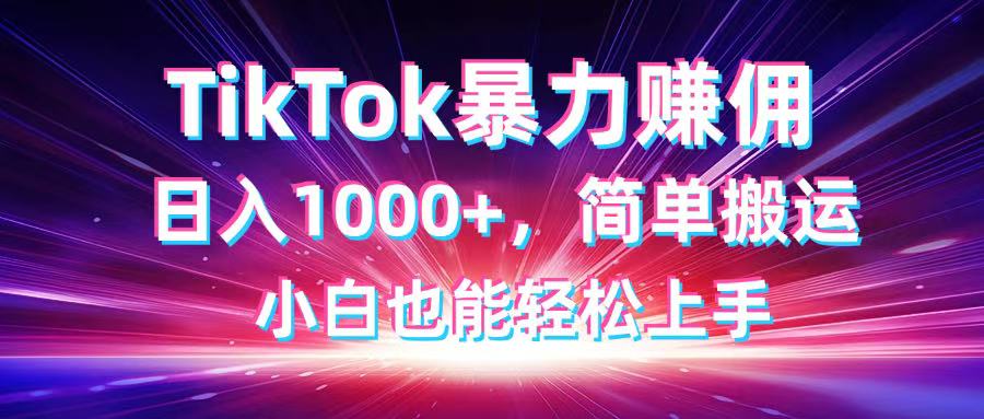 TikTok搬运暴力赚佣，日入1000+，简单搬运，小白也能轻松上手-鑫梵淘