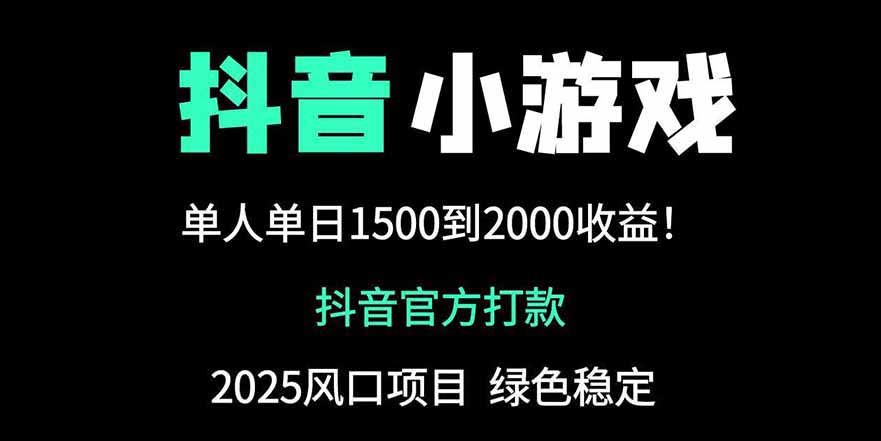 抖音官方小游戏2025全网最新玩法，暴利赚钱项目，单机日入2000+-鑫梵淘