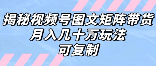 解密视频号图文矩阵带货，月入几个W的打法，可复制-鑫梵淘