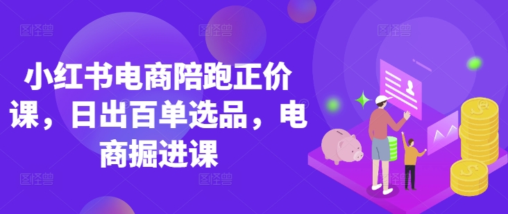 小红书电商陪跑正价课，小红书官方认证电商讲师教学，日出百单选品，电商掘进课-鑫梵淘