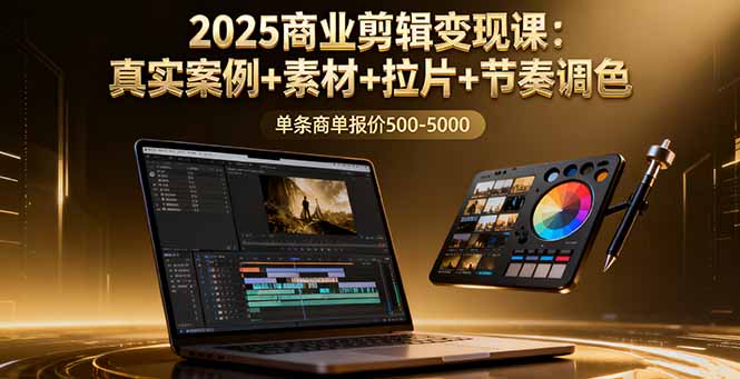 2025商业剪辑变现课：真实案例+素材+拉片+节奏调色，单条商单报价500-5000-鑫梵淘