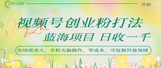 视频号创业粉打法，日入1k，蓝海项目，市场需求大，全程无脑操作，可复制-鑫梵淘