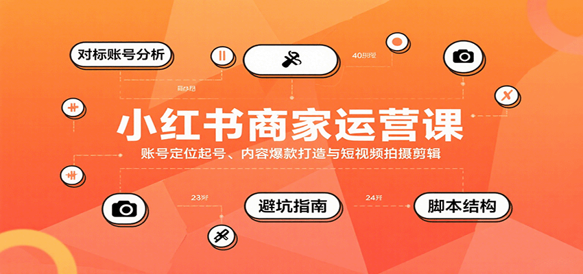 小红书商家运营课，账号定位起号、内容爆款打造与短视频拍摄剪辑-鑫梵淘