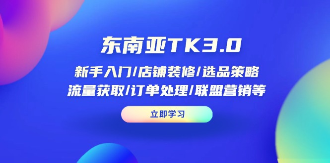 东南亚TK3.0：新手入门/店铺装修/选品策略/流量获取/订单处理/联盟营销等-鑫梵淘