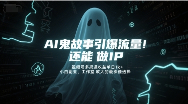 AI鬼故事引爆流量，还能做IP，视频号多渠道收益单日1k+，小白副业、工作室放大的最佳选择-鑫梵淘