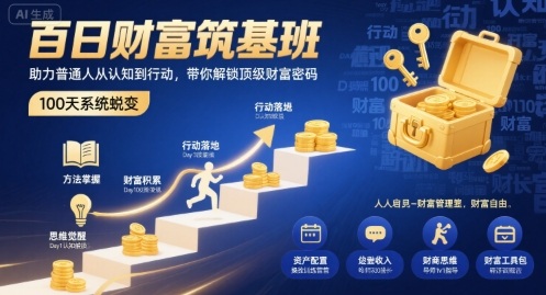 百日财富筑基班，助力普通人从认知到行动，带你解锁顶级财富密码-鑫梵淘