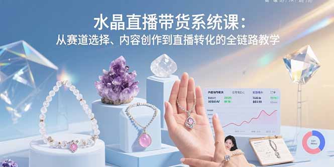 水晶直播带货系统课：从赛道选择、内容创作到直播转化的全链路教学-鑫梵淘