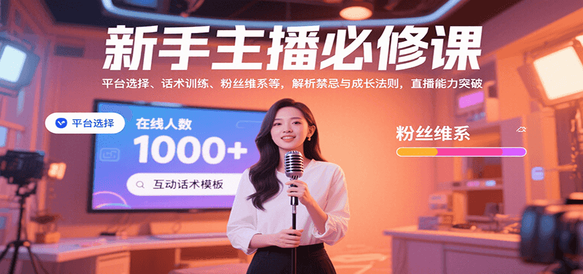 新手主播必修课：平台选择、话术训练、粉丝维系等，解析禁忌与成长法则，突破直播能力-鑫梵淘