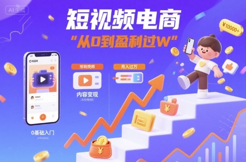 短视频电商：短视频变现从0到盈利过W-鑫梵淘