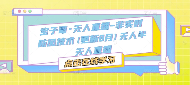 宝子哥·无人直播-非实时防风技术(更新25年5月)无人半无人直播-鑫梵淘