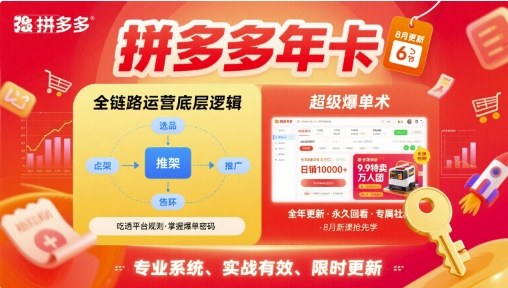 拼多多年卡，拼多多全链路运营底层逻辑，超级爆单术【更新10月】-鑫梵淘