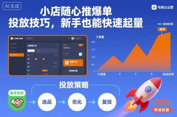 小店随心推爆单投放技巧，新手也能快速起量-鑫梵淘